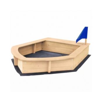 Kids Boat Sand Pit with Seating - L120 x W116 x H23 cm