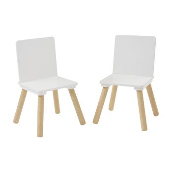 Kids White & Pinewood Chairs (Pack of 2) - L27 x W27 x H50 cm