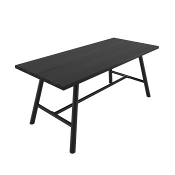Louie Indoor Dining Table (Pack of 2) - Wood Variant/Metal - L89 x W200 x H76 cm - Black/Black - Flat Pack