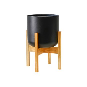Lisbon Pot and Stand - Ceramic - L26 x W26 x H43.5 cm - Anthracite