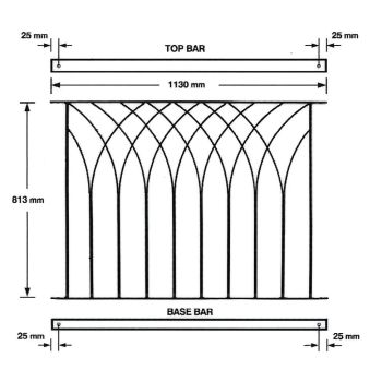 Nova Decking Fence Panel - Solid Steel - FIts Gap of 1130 mm x 813 mm High - Electro Galvanised/Black Powder Coated