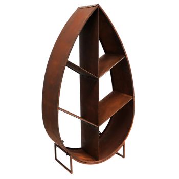 Leaf on Stand Sculptural Log Storage - Metal - L30 x W70 x H123.5 cm - Natural Rust