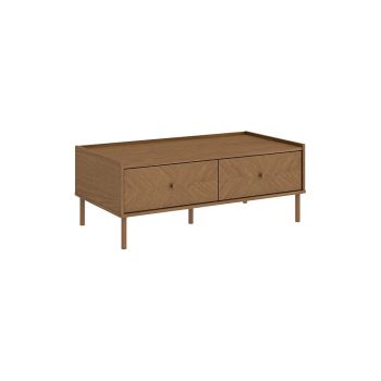 2 Drawer Coffee Side Table - L61 x W105 x H40.3 cm - Light Oak - Assembly Required