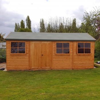 12 x 24 Feet Shiplap Mammoth Loglap Shed Double Door with Two Opening Window