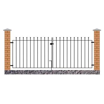 Manor Flat Top Double Driveway Gate - Solid Steel - Fits Gap of 3353 mm x 915 mm High - Electro Galvanised/Black Powder Coated