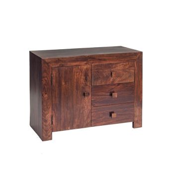 Toko Dark Mango 3 Drawer Sideboard - Solid Mango Wood - L45 x W88 x H75 cm