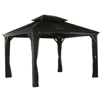 Sojag Messina Gazebo 3m x 3.7m with Assembly - Aluminum - L353 x W298 x H291.49 cm - Powder-coated