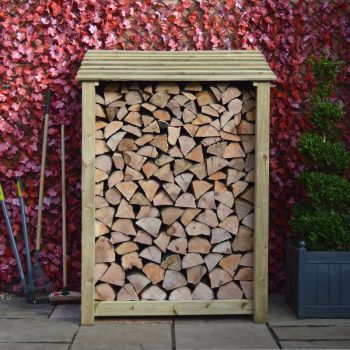 Greetham 6ft Log Store with Kindling Shelf - L80 x W123 x H181 cm - Light Green