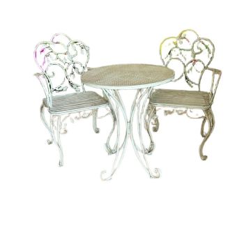 Garden Bistro Set - Metal - Grey