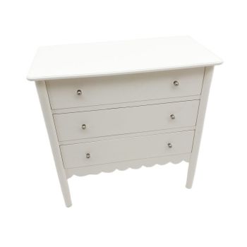 3 Drawers Chest of Drawers - L40 x W80 x H80 cm - White