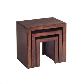 Toko Dark Mango Nest of 3 Tables - Solid Mango Wood - L30 x W46 x H46 cm