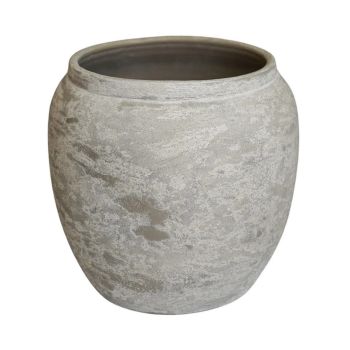 Milos Rustic Round Planter - L26 x W26 x H29 cm - Grey