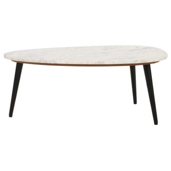 Opal Coffee Table with White Marble Top & Metal Legs - - L60 x W90 x H35 cm