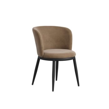 Nova Dining Chair (Set of 2) - Velvet/Metal - L58 x W56 x H74 cm - Mole/Black - Partially Assembled (Legs)