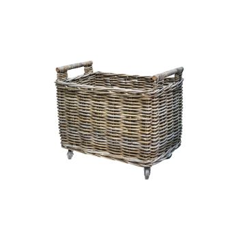Log Cart - Natural Rattan - L39 x W58 x H49 cm - Brown