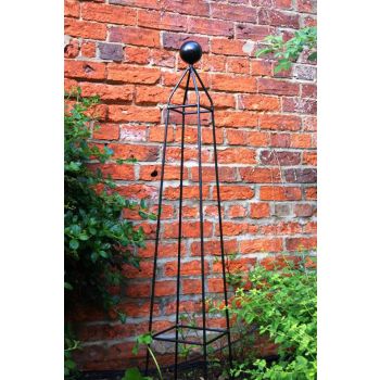 Cleo 4Ft Obelisk - Garden Plant Support - Solid Steel - L22 x W22 x H121.9 cm - Black - Finial is an additional extra
