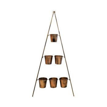 Outdoor Vertical Wall Plant Stand with Planters - Metal - L69 x W69 x H148 cm - Gold