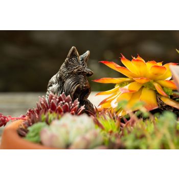 Antique Bronze Coloured Scottish Terrier Pot Buddy Pot Hanger