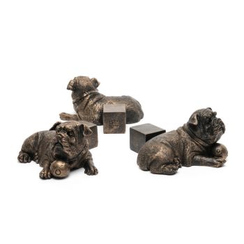 Resting British Bulldog Plant Pot Feet - Set of 3 - L8.2 x W9 x H8.5 cm