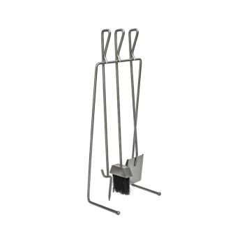Linear Fireside Companion Set - Iron - L19 x W27 x H73 cm - Pewter