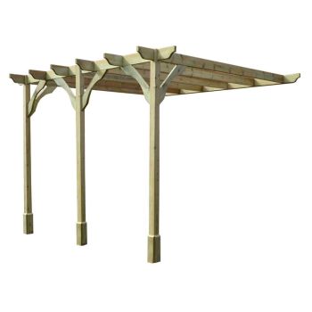 Wall Mounted Premium Pergola 3 Posts - Wood - L300 x W660 x H270 cm - Light Green