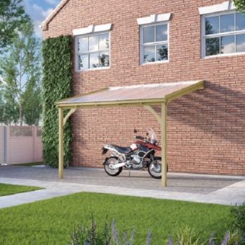 Polycarbonate Roof Car Port 2 Post - Wood - L200 x W290 cm - Light Green