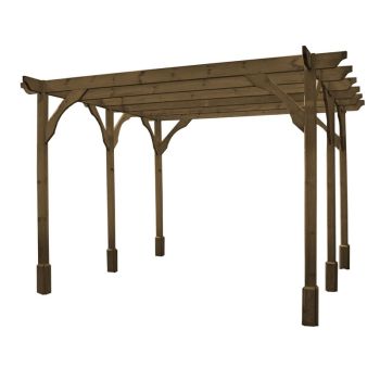 Premium Pergola 6 Posts - Wood - L360 x W600 x H270 cm - Rustic Brown