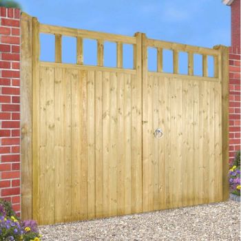 Quorn Tall Double Garden Gate - Pressure Treated Scandinavian Redwood - W3000 x H1800 mm
