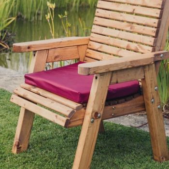 Waterproof Single Cushion Only - L42 X W52 X H6 cm - Assembled - Wine