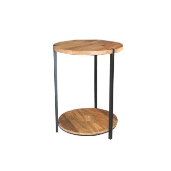 Ravi Double Round Top Table - Mango Wood/Iron - L46 x W46 x H60 cm - Mango Light Finish