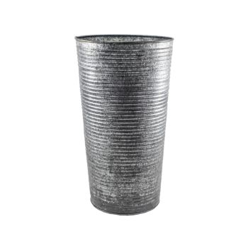 Ribbed Vase - Iron - L28 x W28 x H50 cm - Galvanised