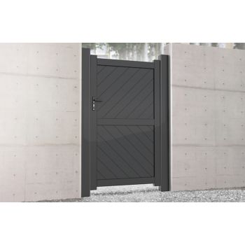 Pedestrian Gate 1000x1800mm Grey - Diagonal Solid Infill and Flat Top