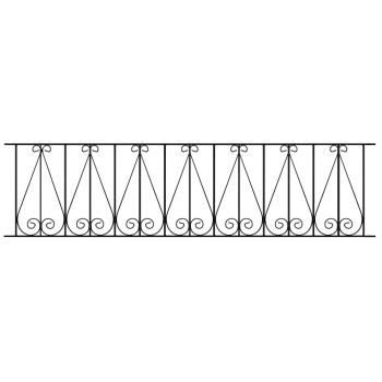 Regent Scroll Railing Panel - Solid Steel - Fits Gap of 1830 mm x 395 mm High - Electro Galvanised/Black Powder Coated