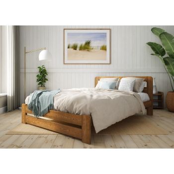 King Size Bed Frame - Wood - L207 x W161 x H80 cm - Oak