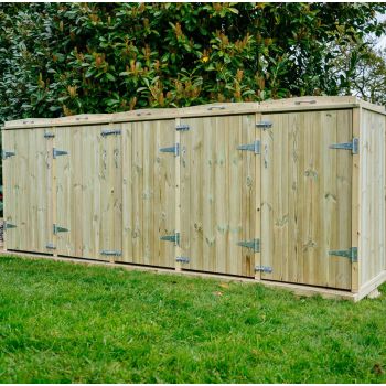 Shireburn Quintet Wheelie Bin Store - Timber - L97 x W353.4 x H125 cm - Fits 5 x 360L Wheelie Bins