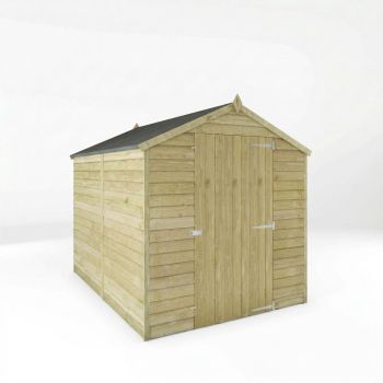 8 x 6 Feet Single Door Overlap Apex Windowless Shed - Timber - L240.4 x W190.5 x H198.6 cm - Brown