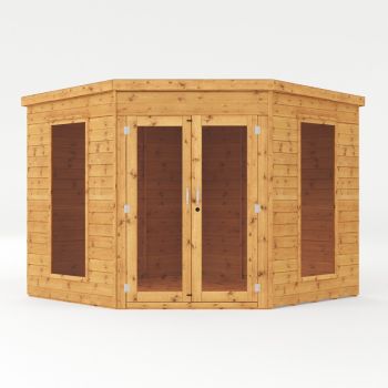 8 x 8 Feet Premium Corner Summerhouse - Timber - L254 x W254.1 x H212.2 cm - Brown