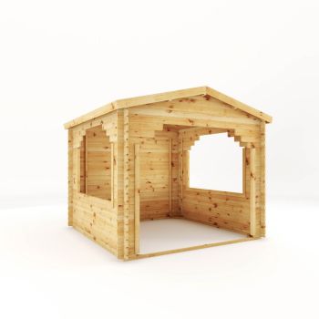 3 x 3 m Apex Log Cabin Gazebo - 28 mm - Wood - L303.6 x W314.2 x H267.4 cm