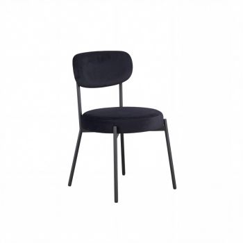 Smith Dining Chair (Set of 2) - Velvet/Metal - L49 x W48 x H80 cm - Black/Silver - Full Assembly Needed