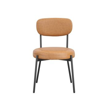 Smith Dining Chair (Pack of2) - PU/Metal - L50 x W48 x H79 cm - Caramel/Black Matte