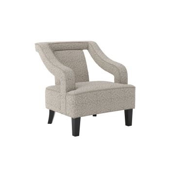 Sofia Chair - Textured Chenille/Rubber Wood - L82 x W73 x H82 cm - Beige/Black - Partially Assembled