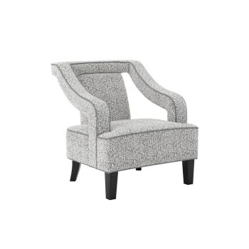 Sofia Chair - Textured Chenille/Rubber Wood - L82 x W73 x H82 cm - Elephant/Black - Partially Assembled