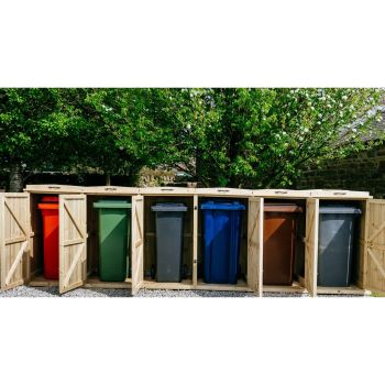 Chatburn Sextet Wheelie Bin Store - Timber - L97 x W423.2 x H125 cm - Fits 6 x 360L Wheelie Bins
