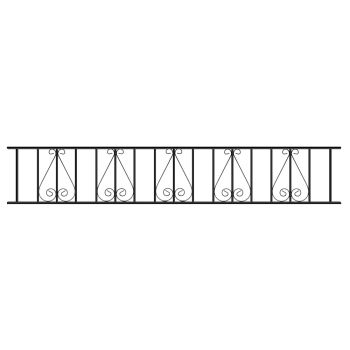 Stirling Scroll Railing Panel - Solid Steel - Fits Gap of 1830 mm x 403 mm High - Electro Galvanised/Black Powder Coated
