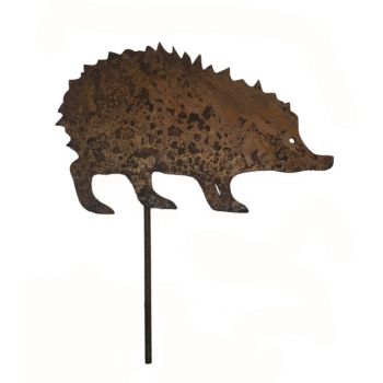 Hedgehog on Stake - Steel - W26.7 x H16.5 cm - Powder Coated Antique Black