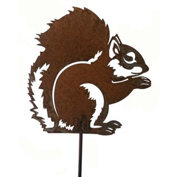 Squirrel on Stake - Steel - W20.3 x H20.3 cm - Powder Coated Antique Black