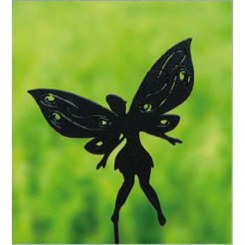 Small Fairy Silver - Garden Ornament - Solid Steel - H30 cm - Black