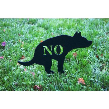 Dog on Stake - Garden Ornament - Solid Steel - W34.3 x H25.4 cm - Bare Metal/Ready to Rust