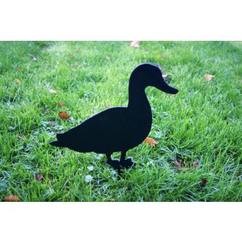 Duck Facing - Hand Made By Traditional Forge Garden Ornament - Steel - W17.8 x H30.5 cm - Powder Coated Black