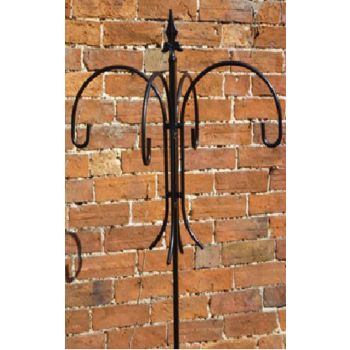 Four Way Bird Crook - Wild Bird Feeding Station - Solid Steel - W62.5 x H221 cm - Powder Coated Black